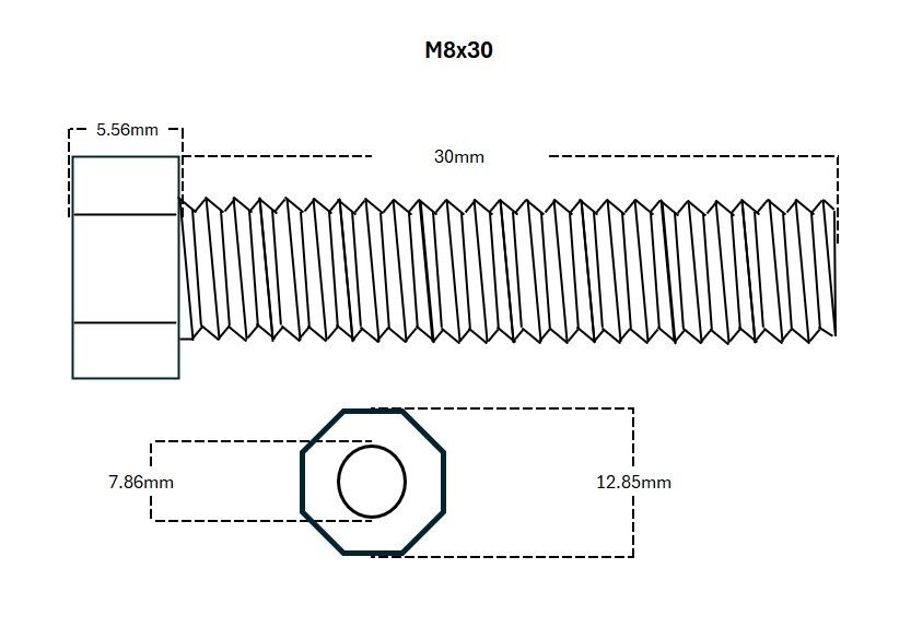 Hex Bolt (Stainless Steel) M8x30mm (10 Pcs) - Image 4